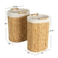 thumbnail image 2 of Household Essentials Handwoven Water Hyacinth Oval Hamper Set with Cotton Lining, Natural, Set of 2, 2 of 7