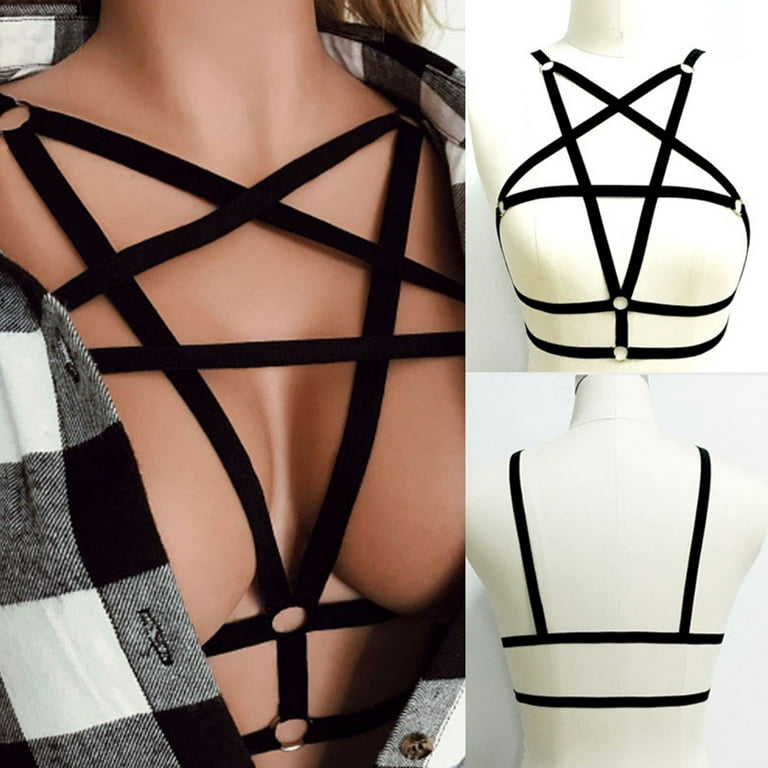 Bandage & Hollow Cage Bra, Lingerie Harness Crop Top For Adults - Women