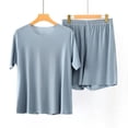 thumbnail image 2 of Mens Matching Pajama Set 2 Piece Short Sleeve Shirt Lounge Pants Soft Breathable Sleepwear Perfect Matching Loungewear for Summer Nights Blue L, 2 of 6