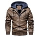 thumbnail image 5 of Chaqueta de cuero de otoño e invierno para hombre de estilo europeo y americano Chaqueta de cuero con capucha de cuero sintético para hombre, 5 of 6
