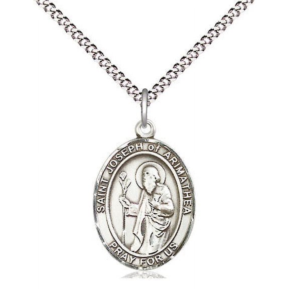 Extel Medium Oval Pewter St. Joseph of Arimathea Pendant with 18" chain, Made in USA