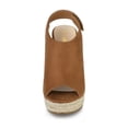 thumbnail image 6 of BLISSFUL STEP Women's Shoes Espadrilles Platform Wedge Open Toe Slingback Sandals Brown 9, 6 of 8