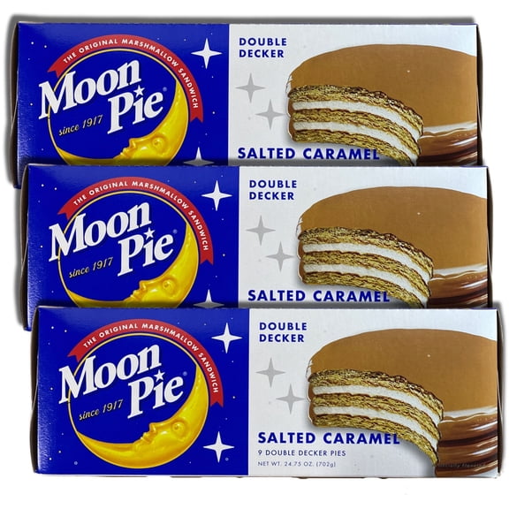 Moonpie Double Decker Marshmallow Sandwich by Moon Pie | 9 Count Box | Value Pack of 3 (27 Total Pies) (Salted Caramel)