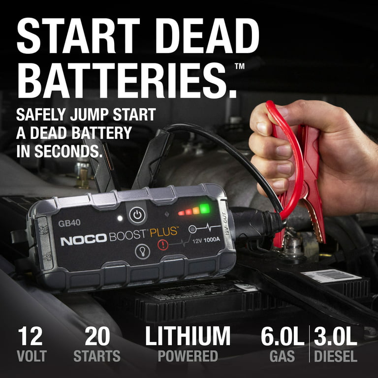 NOCO Boost Plus GB40 1000A UltraSafe Car Battery Jump Starter, 12V Battery  Pack, Battery Booster, Jump Box, Portable Charger and Jumper Cables for