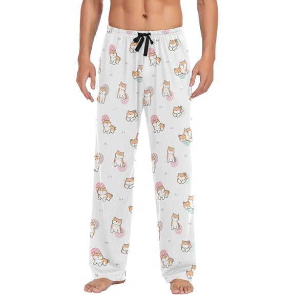 GZHJMY Dog Pajama Pants for Men, Lounge Pants Lightweight Men Pajama Bottoms with Drawstring Pockets, Christmas New Year Birthday Gifts, Small