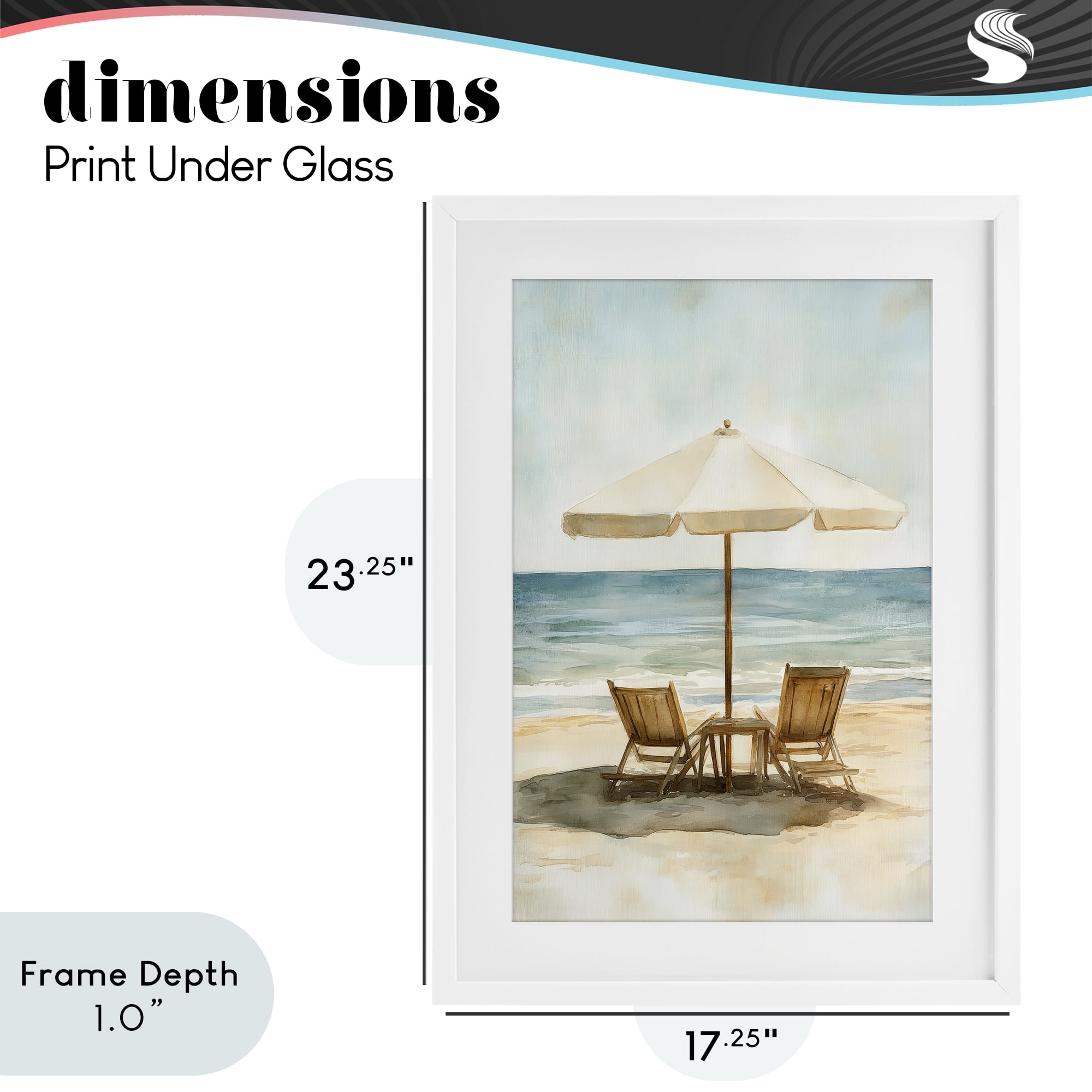 Stupell Industries Watercolor Paradise Seaside Retreat White Framed Print Under Glass, design by Petal Prints Design