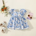 thumbnail image 2 of WEAIXIMIUNG Robe Pull pour Filles 10-12 Ans Robe à Manches Courtes avec Nœud Imprimé Floral Volants Robe de Danse Fête Vêtements 12-18 Mois, 2 of 9