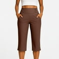 thumbnail image 7 of Capri Pants for Women Stretch High Waisted Crop Office Work Pants Summer Casual Capris Slacks Yoga Dress Pant Brown XXL, 7 of 7