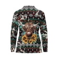 thumbnail image 4 of Uorisanigo Aztec Tribe Cow Women's Golf Shirt Size S Casual Breathable Hiking Running Workout Tops Relaxed Long Sleeve Quarter Zip Pullover for Women, 4 of 7