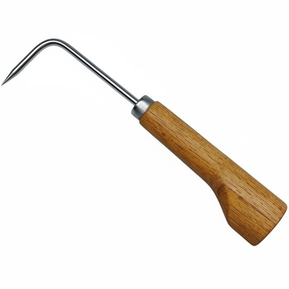 Vjnyvs Stainless Steel Root Rake with Wood Handle 1 Prong Bonsai Rake Loosen Soil Tool for Garden Soil Loosening and Plant Care