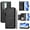 Black, variant on FOXDOCK forTecno Camon 50Wallet Case with Zipper Pocket & Wrist Strap, PU Leather Flip Cover with Card Slots, Kickstand, Magnetic Closure