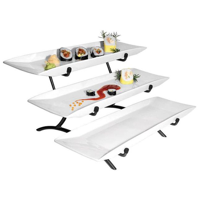 Cal Mil PP1033-13 3 Level Long Platter Tier - Black