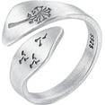 thumbnail image 2 of 925 Sterling Silver Dandelion Open Rings for Women Men Wedding Bands Vintage Love Nature Plants Wide Hugging Wrape Rings Silver Jewelry Christmas Gifts for Mother Daughter, 2 of 7