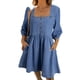 thumbnail image 1 of Vestido vaquero Sidefeel Spring con mangas 3/4, corte holgado, azul claro, 1 of 7