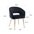 thumbnail image 5 of KCC Modern Accent Dining Chairs, Upholstered Velvet Home Office Desk Chairs with Hollow Back, Tufted Vanity Chairs Side Chairs with Gold Metal Legs for Living Room Restaurant, 1 PC & Black, 5 of 8