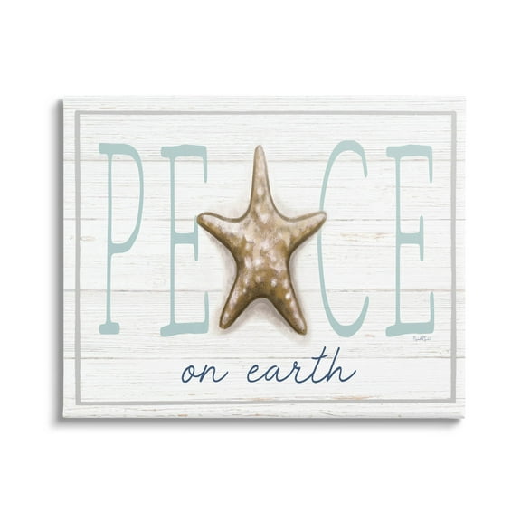 Stupell Industries Peace On Earth Starfish Sign Graphic Art Gallery Wrapped Canvas Print Wall Art, Design by Elizabeth Tyndall