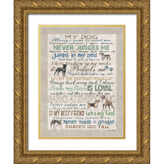Phillips, Anita 19x24 Gold Ornate Wood Framed with Double Matting Museum Art Print Titled - My Dog