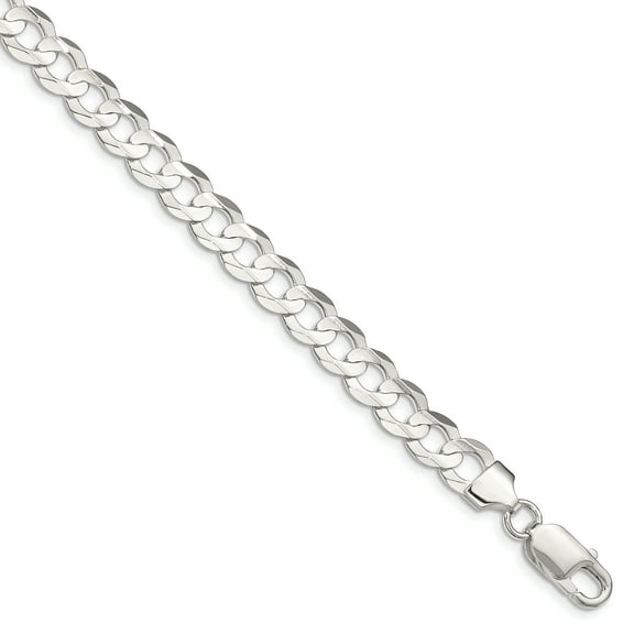 Primal Silver Sterling Silver 8.0mm Concave Beveled Curb Chain Bracelet