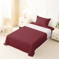 thumbnail image 3 of Castle Fairy Abstract Minimalist Vertical Line Twin Sheets 3pcs,Geometric Strip Pattern Bedding,Deep Red Slate Blue,1 Flat Sheet, 1 Fitted Sheet and 1 Pillowcase, 3 of 7