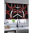 thumbnail image 5 of Sheer Curtains 45 Inch Length 2 Panels Set for Kitchen, Red Geometric Semi Sheer Curtains for Windows, Vintage Abstract Stripes Aesthetic Art Voile Window Treatments Rod Pocket Curtain, 5 of 7