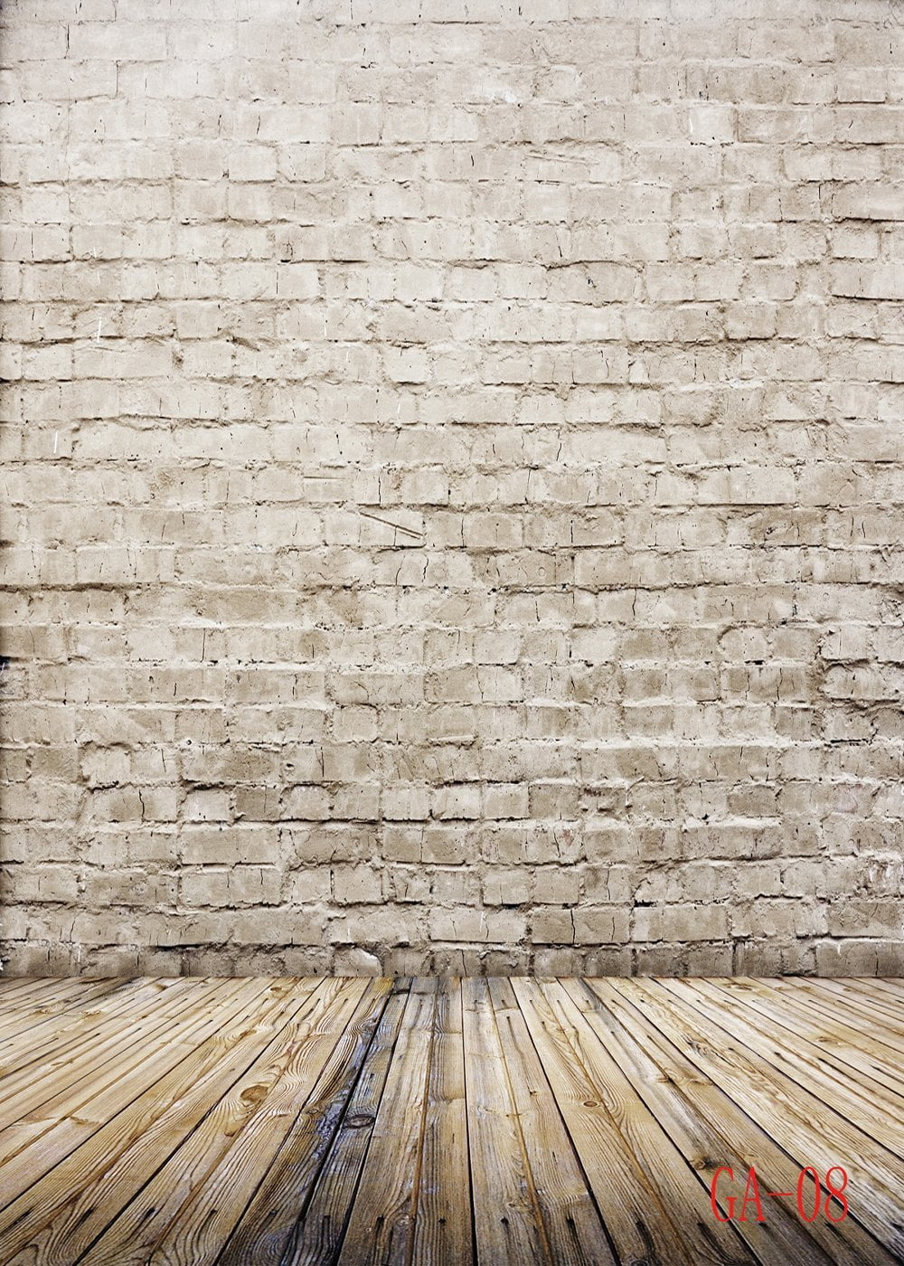 GreenDecor Polyster 5x7ft Brick Wall Wood floor photography Backdrop
