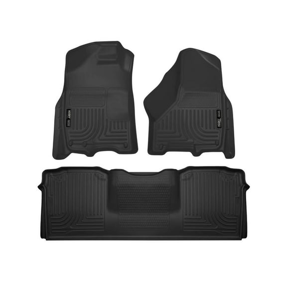 Husky Liners 99041 Weatherbeater Floor Mats Fit 2010-2018 Dodge Ram 2500/3500/Ram Truck 2500/3500 Mega Cab (Single/Dual Floor Mat Hooks) - Front/2nd Seat - Black