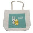thumbnail image 1 of Easter Bunny Shopping Bag, Illustration of Easter Rabbit Holding a Dyed Egg, Eco-Friendly Reusable Bag for Groceries Beach and More, 15.5" X 14.5", Cream, by Ambesonne, 1 of 2