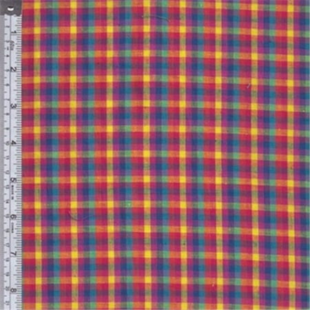 Textile Creations RW0134 Rustic Woven Fabric, Plaid Aqua, Orange And Fuchsia, 15 yd.