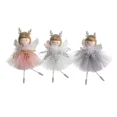 thumbnail image 1 of 3 pack Sparkling Sequins Meshes Skirt Angelic Antlers Girl Ornament Elegant Handmade Hanging Decoration for Celebration（White, pink, and gray）, 1 of 5