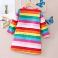 thumbnail image 2 of YEEDISON Children's Dress Autumn and Winter Girls' Dress Cotton Long Sleeve Colorful Stripe Butterfly Embroidery Dress for 18M-6Y, 2 of 4