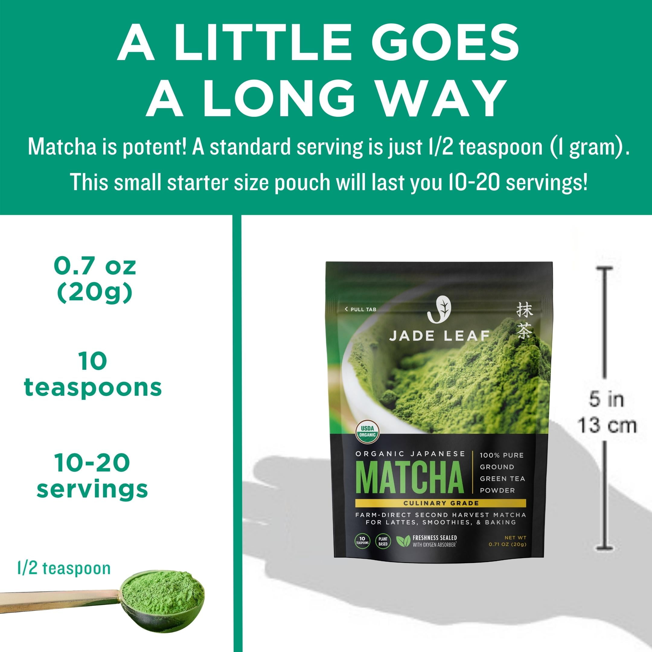 Jade Leaf - Matcha Tea Measuring Spoon/Scoop - Perfect 1G Serving of Matcha Green Tea Powder - Metal/Stainless Steel