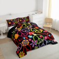 thumbnail image 3 of Feelyou Peace and Love Queen Comforter Set, Groovy Flower Mushroom Bedding Set, 3pcs, 3 of 8