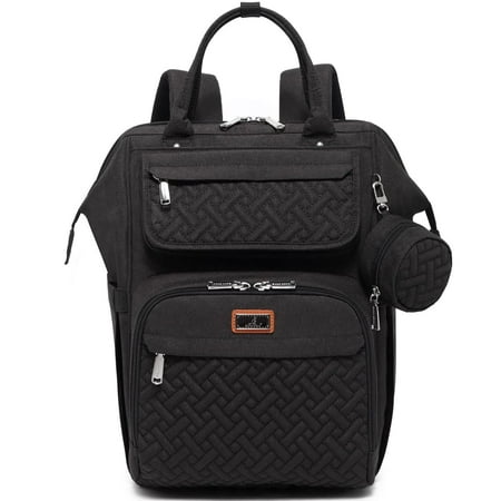 BabbleRoo Wide Top Diaper Bag Backpack, Spacious & Stylish Nappy Organizer, Black, 1 pc