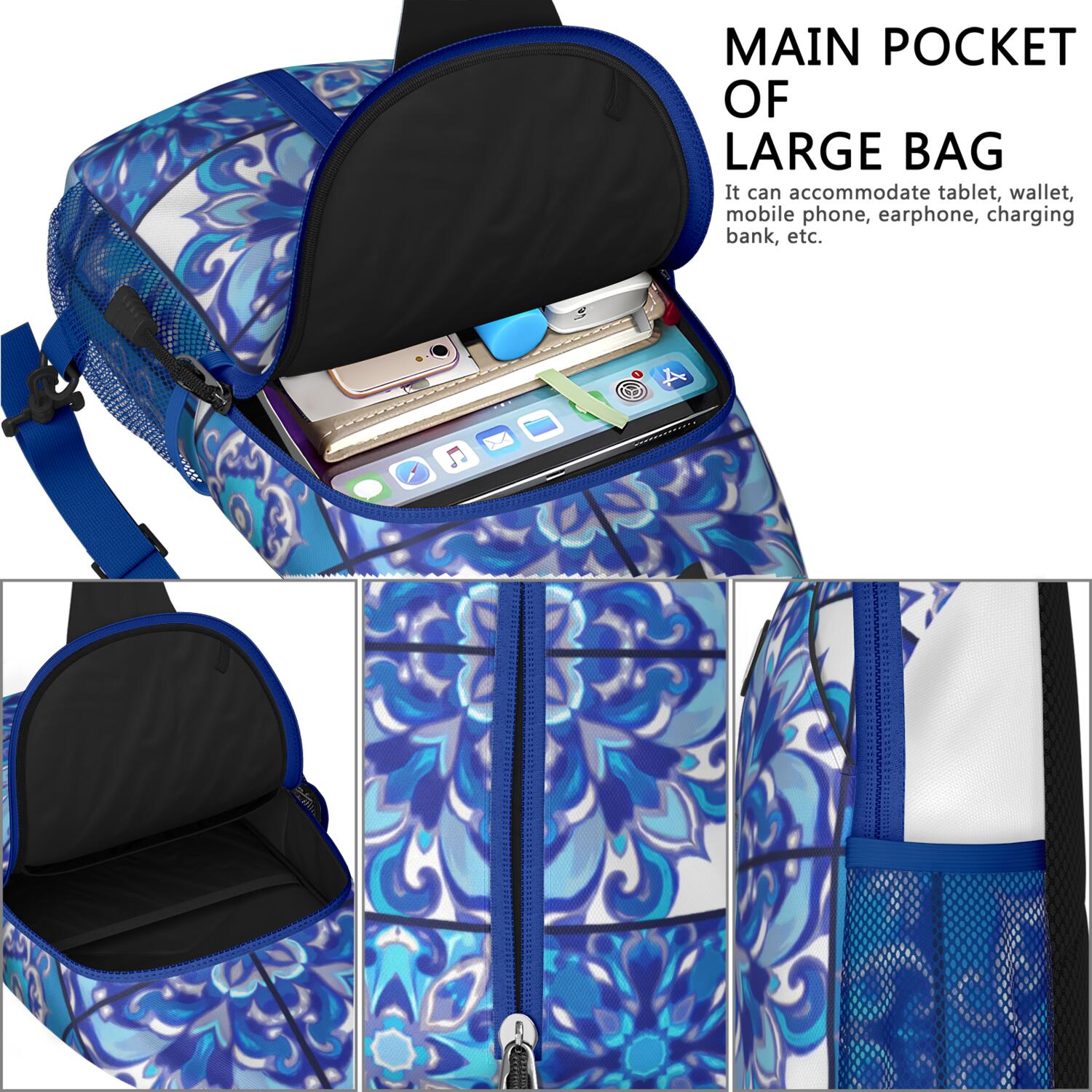 Sling Bag Bohemian Tribal Hiking Daypack Crossbody Backpack Purse for Men Women