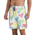 thumbnail image 2 of KLL Hand Drawn Colored Hearts Men's Casual Summer Beach Shorts Hawaiian Shorts with Pockets-XX-Large, 2 of 5
