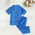 thumbnail image 6 of Splozh Toddler Pj 1T-9T Girls' Summer Pajamas Fashionable Cute Print Jacquard Casual Home Wear Set,Blue,6-7 Years, 6 of 6