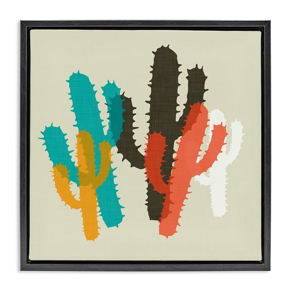 Stupell Industries Southwestern Layered Bold Cacti Black Floating Frame Canvas Art, 18 x 18, by SD Graphics Studio