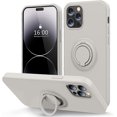 thumbnail image 1 of Compatible con funda para iPhone 14 Pro Max con soporte de anillo - Silicona líquida - Forro de microfibra - Fundas protectoras antiarañazos de cuerpo completo a prueba de golpes F, 1 of 5