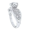 thumbnail image 2 of AFFY 1.10 Carat(Cttw) Round Moissanite & Natural Diamond Flower Engagement Ring 14K Solid White Gold Ring Size-5.5, 2 of 2