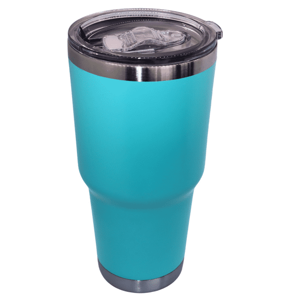 LEMENS 30 oz. Double Walled Stainless Steel Vacuum Insulated Travel Coffee and Cold Drink Cup/Mug/Tumbler Great Gift Idea. (Turquoise)