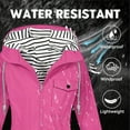 thumbnail image 6 of Dezsed Women Solid Color Rain Jacket Outdoor Hooded Windproof Loose With Pocket Coat Hot Pink M, 6 of 9
