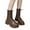 Brown, variant on Women's White Combat Boots Low Heel Chunky Platform Lug Sole Riding Boots Classic Lace Up Mid Calf Booties