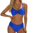 thumbnail image 2 of FASHOFT 2 Piece Bikini Sets for Women U-Wire Cutout High Waisted Swimsuit Spaghetti Strap Summer Beach Bathing Suit Blue S, 2 of 9
