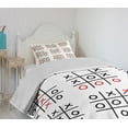 thumbnail image 4 of Ambesonne Xo Quilted Bedspread Set 2 Pcs, Activity Game Set Art, Twin Size, Black White and Red, 4 of 6