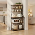 thumbnail image 1 of LEDREM 31.5" Bakers Rack with Power Outlet, 6-Tier Kitchen Shelves with Adjustable Shelf & Hooks, Microwave Stand, Rustic Brown and Black, 1 of 5