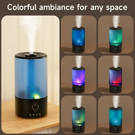 3.2L Ultrasonic Cool Mist Humidifier for Bedroom, Nursery, with 360° Nozzle, Auto Shut-Off, Colorful Gradient Light