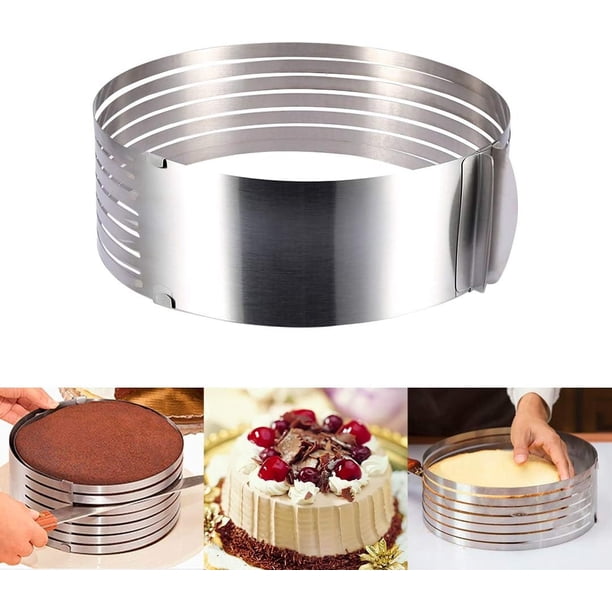 Meichu Cortador de pasteles multicapa ajustable, cortador de pasteles de 7 capas, nivelador de cortador de pasteles de acero inoxidable de 6-8 pulgadas