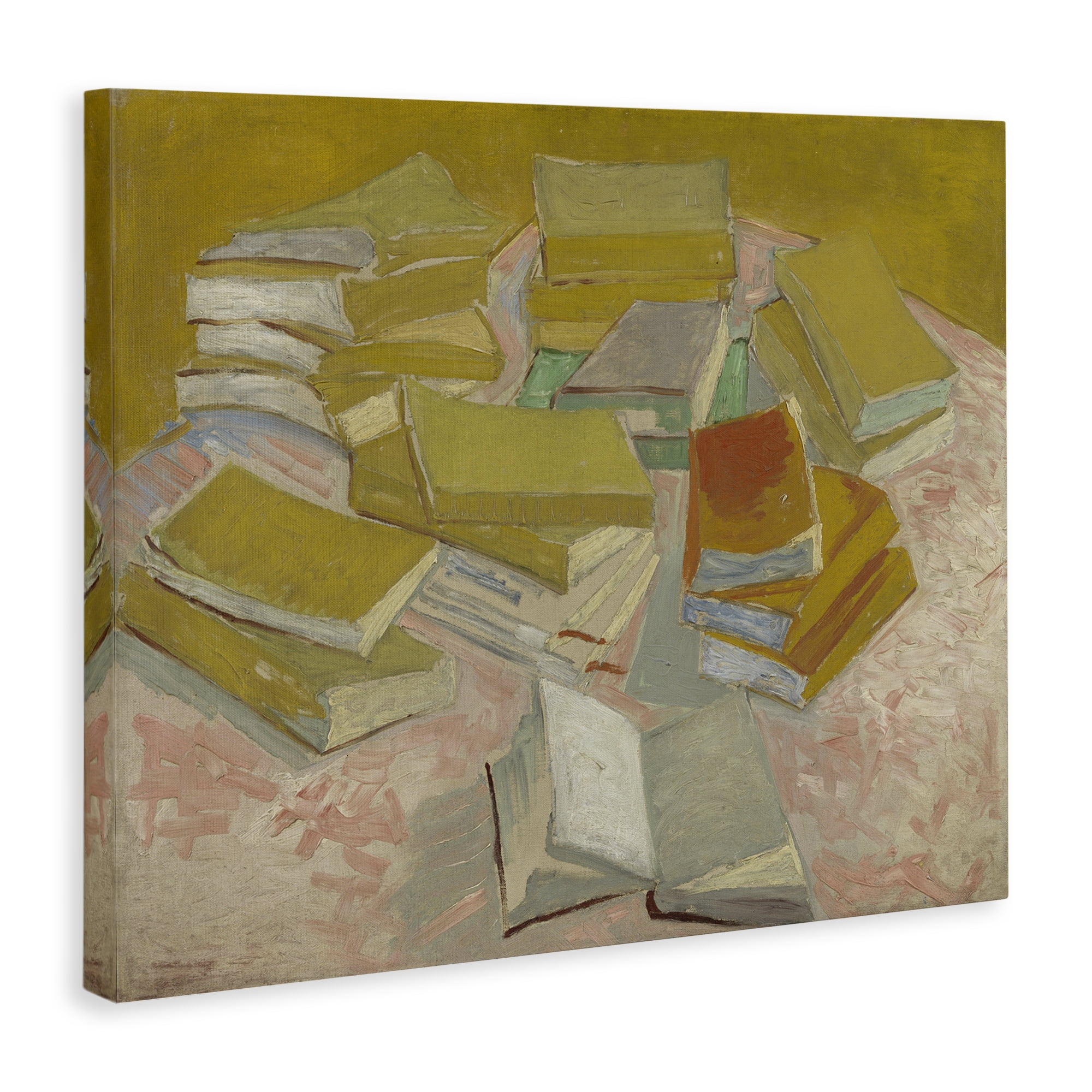 Stupell Industries Classical Piles of French Novels Education Painting Wrapped Canvas Art Print Wall Art, 30 x 24
