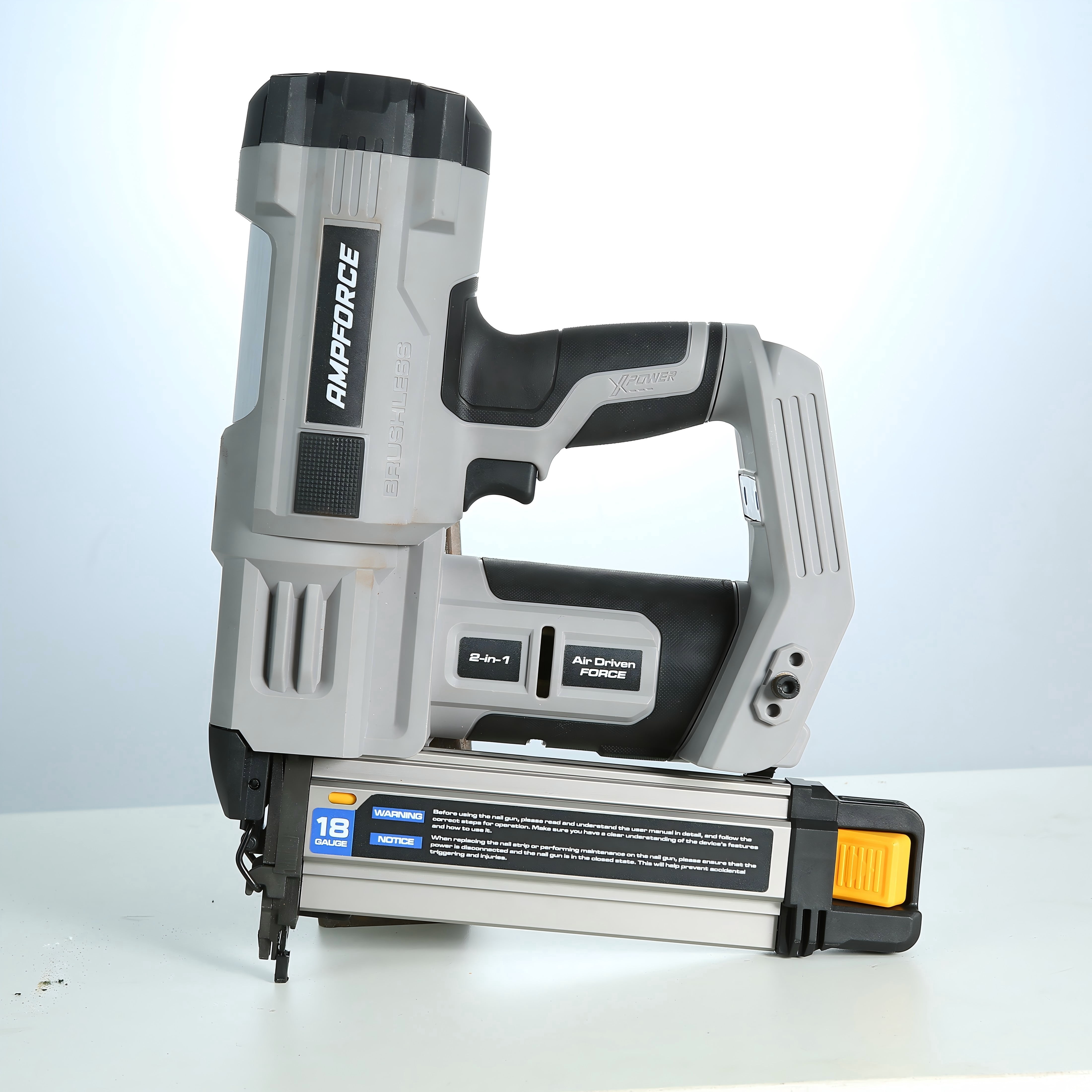 Amporce Cordless Nail Gun Battery Powered, 20V Brad Nailer 18 Gauge 2 in 1 Staple Gun, Air Power Nailers Staplers with Battery and Charger for Upholstery, Home Improvement, Woodworking