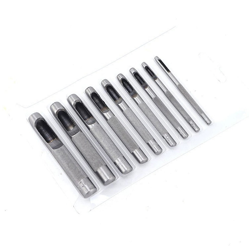 10 Pcs Leather Hole Punching Hollow Punch Set Round Hole Punch Tool Steel Leather Craft Working For Watch Band Gasket Belt Smile Home